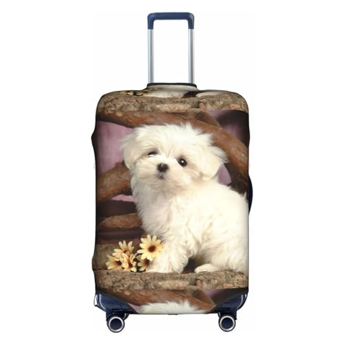 Wratle Kofferabdeckung, elastisch, passend für 45,7 - 76,2 cm große Gepäck, rumpelnde Ozeanpalmen, Niedlicher Hund, M von Wratle