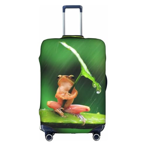 Wratle Kofferabdeckung, elastisch, passend für 45,7 - 76,2 cm große Gepäckstücke, rosa Lotusblumen, Regenschirm, Frosch mit Blättern, M von Wratle