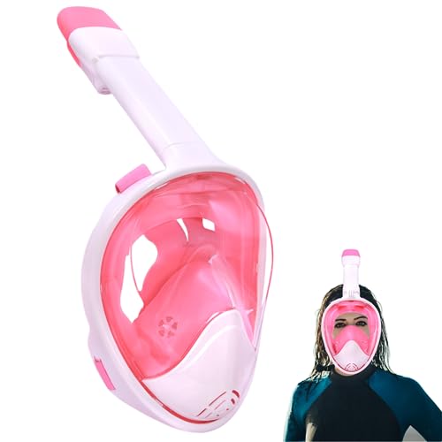 Wsobue Tauchmaske,Vollgesichtsmaske Schnorchelmaske Anti-Fog Anti-Leck,180° Sichtfeld mit Kamerahalterung Tauchmaske für Erwachsene und Kinder (Rosa S/M-Gebogen) von Wsobue