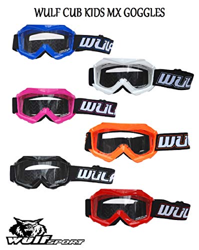 Wulf Motorrad WULFSPORT CUB Kinder Junior Schwimmbrille Motorrad Motocross Quad MX ATV Sport Brillen, blau von Wulf