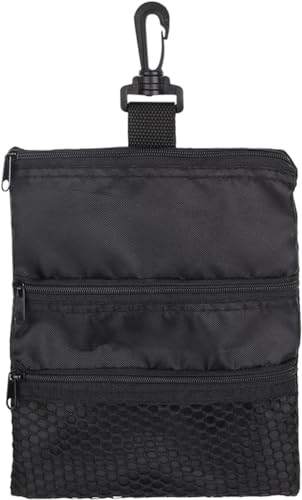 Golfballtasche, 7,5 x 15,5 cm, tragbare Golftasche, Reißverschluss, mehrere Taschen, schwarz, Golfschlägertasche, Zubehör für Männer und Frauen von Wusdayer