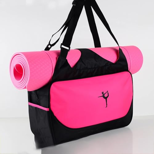 Wusdayer Yoga-Tasche, große Kapazität, kleine Yogamatte, Tasche für Damen, mit verstellbaren Riemen, für Fitnessstudio, Sport, 48 x 24 x 16 cm (Rosarot) von Wusdayer