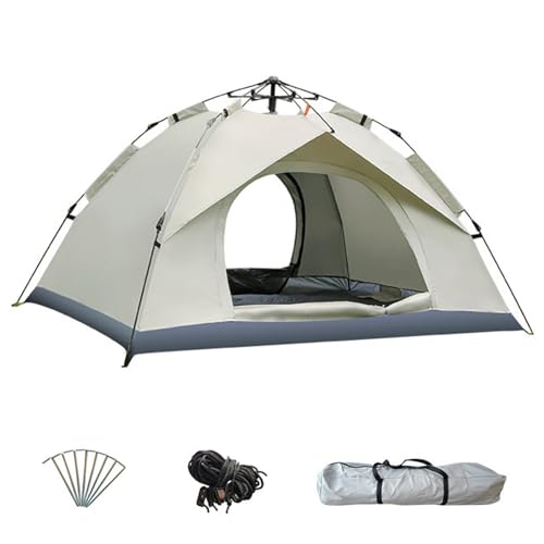 WxMTykx Campingzelt 2–3/3–4 Personen Outdoor-Kuppelzelt Automatisches Einfaches Pop-Up-Zelt Strand-Camping-Klappzelt Mit Tragetasche Einfacher Aufbau (Color : Beige, Size : 200 * 150 * 125cm) von WxMTykx