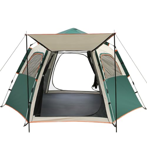 WxMTykx Campingzelt 3-4/5-8 Personen Outdoor-Klappautomatik Sofort Aufklappbares Zelt Verdicktes Sechseckiges Zelt Sturmsicher Regenfest Tragbares Familien-Campingzelt ( Color : Green , Size : 240*210 von WxMTykx