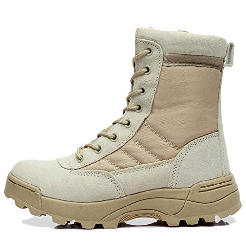 Wygwlg Herren Militär Kampfstiefel Outdoor Desert Army Land Schuhe Seite Reißverschluss Schnüren Leichter Tactical Cadet Wanderschuh,Sand color-36 von Wygwlg