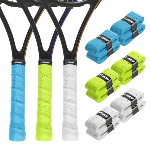 X-ACE Racket Grip Tape for Pickleball Tennis Badminton Racket, Breathable (Perforiert - Mehrfarbig, 12 Stück) von X-ACE