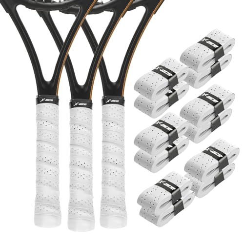 X-ACE Racket Grip Tape for Pickleball Tennis Badminton Racket, Breathable (Weich - Weiß, 12 Stück) von X-ACE