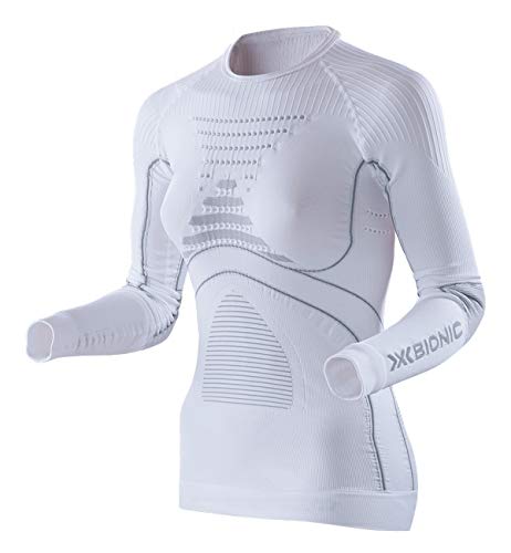 X-Bionic Damen Energy Accumulator Origins Long Sleeve Women Damen Baselayer Kompressionsshirt Lang rmlig, White/Pearl Grey, XS EU von X-Bionic