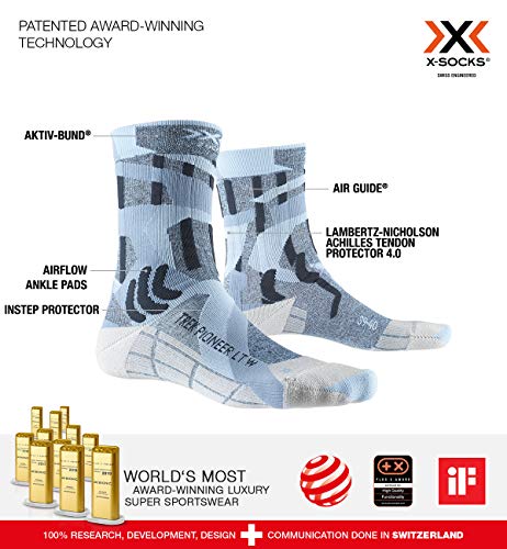 X-Socks X-Bionic Damen Trek Pioneer Socken, Bluestone Melange/Bluestone/Dk Grey, 41/42 von X-Socks