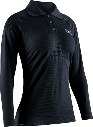 X-Bionic Women's Invent 4.0 TRAVEL Polo Shirt Long Sleeves Women, Black/Anthracite, L von X-Bionic