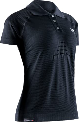 X-Bionic Women's Invent 4.0 TRAVEL Polo Shirt Short Sleeves Women, Black/Anthracite, L von X-Bionic
