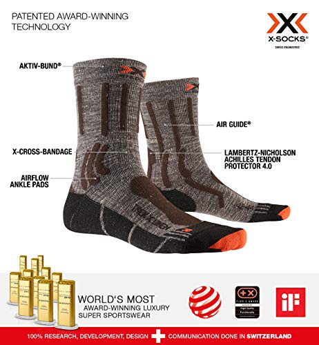 X-Socks X-Bionic X-Socks Erwachsene Trek Pioneer Socks trekkingsocken wandersocken Herren Damen Strümpfe, suede melange/x-Orange/Black, 35/38 von X-Socks