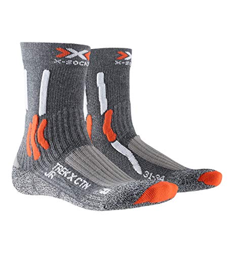 X-Socks Kinder Trek X Cotton JUNIOR Socks trekkingsocken wandersocken Strümpfe, Stone Grey Melange/x-Orange, 27/30 von X-Bionic