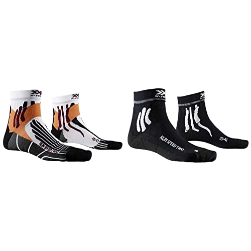 X-Socks Unisex Run Speed Two Socks, Arctic White/Opal Black, 45-47 + Two Laufsocken - Schwarz, Dunkelgrau Socken, schwarz, 45-47 EU von X-Bionic