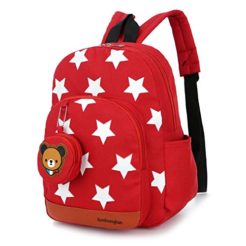 X-Labor Stern Kinder Babyrucksack ab 1 Jahr Minirucksack Kindergartenrucksack Schuletasche für Jungen Mädchen Kleinkinder Backpack rot von X-Labor