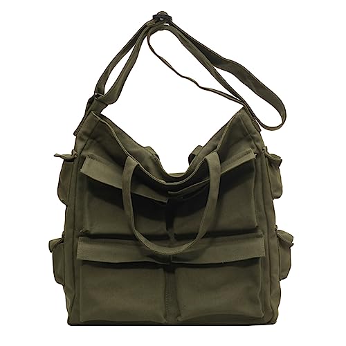 X SIM FITNESSX Unisex Umhängetasche/Handtasche Leinentasche Canvas Tasche Schultertasche Damen Shopper Tasche Fashion Stofftasche für Alltag/Büro/Schule/Reisen (Grün) von X SIM FITNESSX