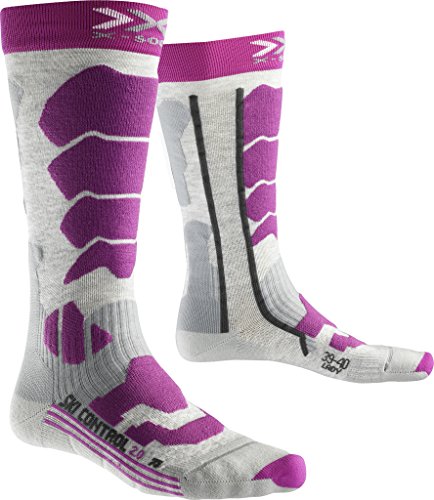 X-Socks Damen SKI Control 2.0 Lady Socken, Light Grey Melange/Violet, 39/40 von X-Socks