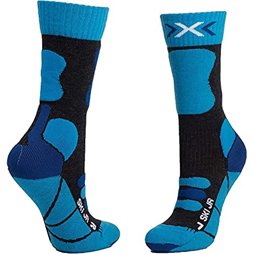 X-Socks Unisex Kinder Ski Junior 4.0 Socks, Anthracite Melange/e, 24/26 von X-Socks