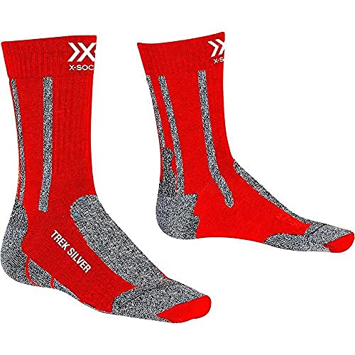 X-Socks Trek Silver Socks, Crimson Red/Dolomite Grey, 35-38 von X-Socks