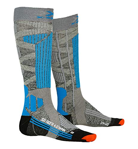 X-Socks X-Bionic Damen Ski Rider Socken, G239 Stone Grey Melange/Turquoise, 38 EU von X-Socks