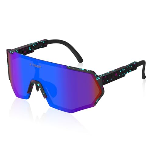 X-TIGER Fahrradbrille Sonnenbrille Herren und Damen Polarisierte Schnelle Brille Rave UV 400 Sportbrille zum Radfahren, Laufen, Klettern von X-TIGER