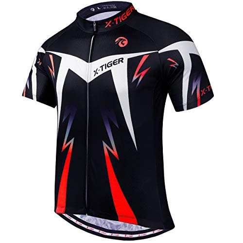 kurzes T-Shirt X-TIGER Herren-Radtrikots Fahhradtrikot MTB Rennrad Trikot Kurzarm Fahrradbekleidung für Männer 