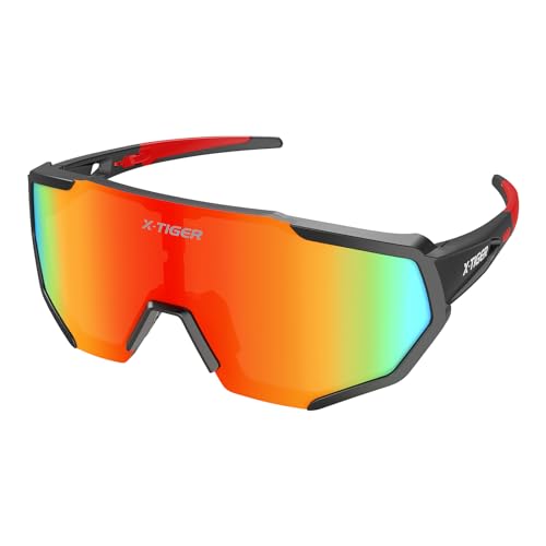 X-TIGER Polarisiert Fahrradbrille Herren Damen Sportbrille Sport Sonnenbrille TR90 Radfahren MTB UV400 von X-TIGER