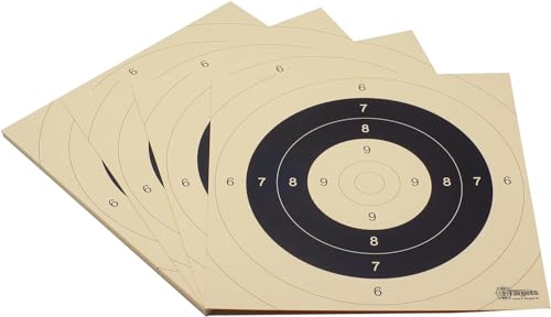 Zielscheiben *P25 Target* | 26x26 cm | Schießscheibenkarton 200g/m² | Ideal für Präzision und Mehrdistanz schießen | 9er, 10er und Mouche in Papierfarbe (250 Stück) von X-Targets