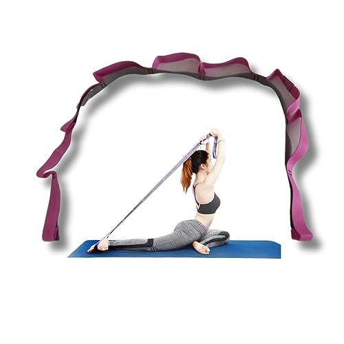 XAGOFIT Yoga-Stretch-Gurt mit mehreren Schlaufen als verstellbares Übungsband für Stretching, Physiotherapie, Workout, Pilates, Tanz und Gymnastik (Rosa) von XAGOFIT