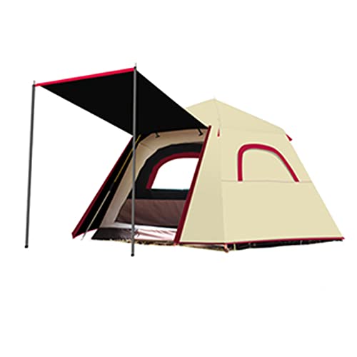 XANAYXWJ Campingzelte, tragbar, mit Tragetasche, wasserdicht, für 3–4 Personen, sofort aufbaubares Pop-up-Zelt mit UV-Schutz Oben für Camping, Wandern, Bergsteigen (Farbe: Braun) (weiß) von XANAYXWJ