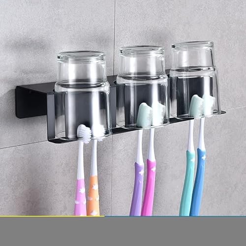 XANAYXWJ Kompakter Zahnbürstenhalter für Badezimmer, Badezimmer, schwarz, 304 Edelstahl, Wandmontage, schraubenfreie Installation, kreativer Zahnhalter von XANAYXWJ