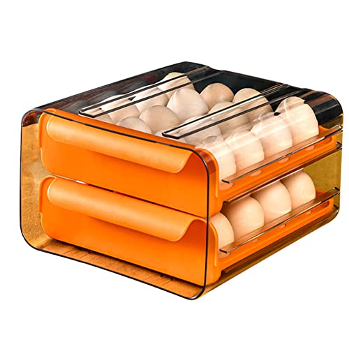 XANAYXWJ Küchen-Kühlschrank-Schubladen-Organizer – Dual-Track-Design mit Abflussteiler, luftdichte Aufbewahrungsbox, Kühlschrank-Aufbewahrungsbehälter (Größe: 24 x 21,5 x 14 cm, Farbe: Orange-B) von XANAYXWJ
