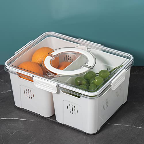 XANAYXWJ Kühlschrank-Aufbewahrungsbox – versiegelte Aufbewahrungsbox mit Deckel, transparent und sichtbar, entleerbare Aufbewahrungsbox, Tipps-Design, Kühlschrank-Aufbewahrungsbehälter (Größe: von XANAYXWJ