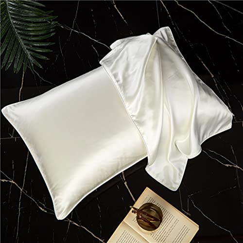 XANAYXWJ Luxuriöses Satin-Kissenbezug-Set für Haare und Haut - Packung mit 2 Queen-Size-Kühlkissenbezügen in elegantem Weiß (18,8 x 29 Zoll) von XANAYXWJ