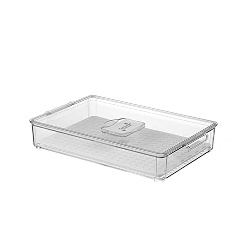 XANAYXWJ Stapelbare Box für Küchenkühlschränke mit Griff – abtropfbare Regale, Kühlschrank-Aufbewahrungsbehälter, ausziehbare Schublade für Küche, Gefrierschrank, Speisekammer (Größe: 33 x 16,5 x von XANAYXWJ