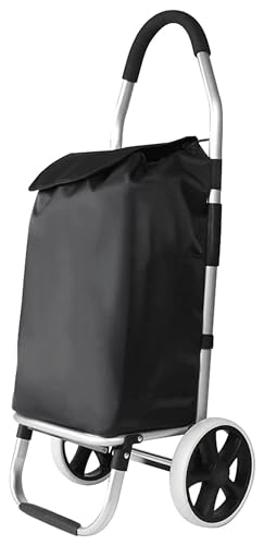 XANAYXWJ Tragbare Faltbare Einkaufstrolley-Tasche aus Aluminiumlegierung mit Rädern - bequem und stilvoll für Lebensmittel, Reisen und Picknicks (schwarz) von XANAYXWJ