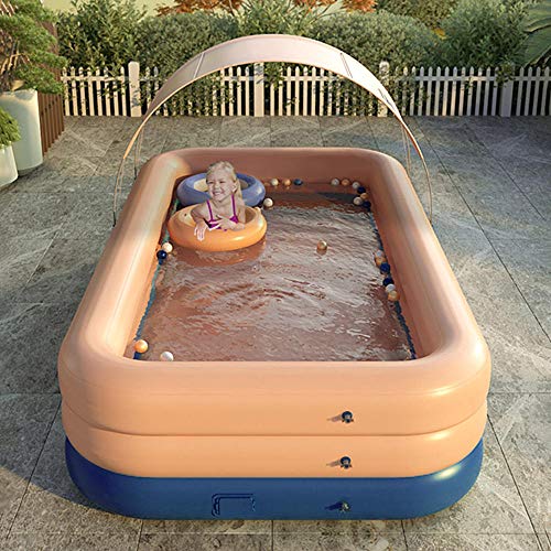 XANAYXWJ Vollautomatisches Schwimmbad, kabelloses, selbstaufblasendes Kinderbecken, Schwimmbad mit Sonnenschirm-Pink_2,1m 3 Etagen von XANAYXWJ
