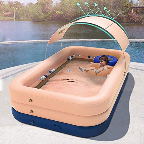 XANAYXWJ Vollautomatisches Schwimmbad, kabelloses, selbstaufblasendes Kinderbecken, Schwimmbad mit Sonnenschirm-Pink_2,6 Meter 3 Etagen von XANAYXWJ