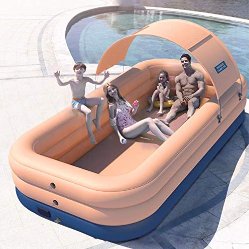 XANAYXWJ Vollautomatisches Schwimmbad, kabelloses, selbstaufblasendes Kinderbecken, Schwimmbad mit Sonnenschirm-Pink_3,18m 3 Etagen von XANAYXWJ