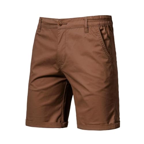 XBAKING Kurze Hosen Herren Baumwolle Shorts Männer Casual Business Social Elastische Taille Männer Shorts Strand Shorts-braun-36 von XBAKING