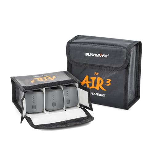 XBERSTAR Batterietasche, Feuerfeste Explosionsgeschützte Lipo Batterie Safe Tasche Sleeve Lipo Batterie Guard Pouch Sack Ladeschutz Taschen Für DJI Air 3 Drohne (Drei Batterietasche Für DJI Air 3) von XBERSTAR