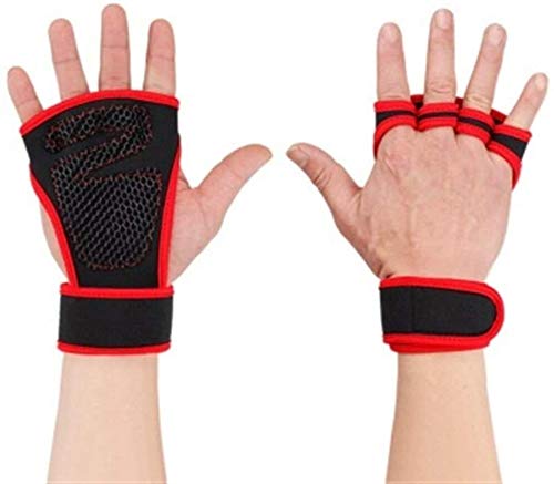 XCHJY Sport Handschuhe 1 Paar Gewichtheben Trainingshandschuhe Damen Herren Fitness Sport Bodybuilding Gymnastik Grip Gym Hand Palm-Schutz-Handschuhe (Color : Red, Size : Lager) von XCHJY