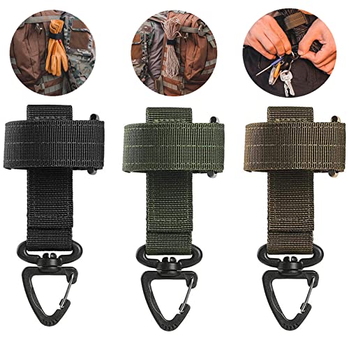 Handschuh Clip Handschuh Halterung Multifunktionale Schlüsselanhängerhalter Nylon-Kletterschnalle fur Aufhängen von Handschuhen Schnallen für Bergsteiger 3 Stück Schwarz Armee Grün Khaki von XCVCVB