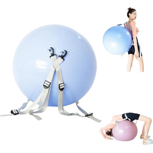 XDGJTBFMY Multifunktionaler Hilfsball, Backflip-Hilfsball mit aufblasbarer Pumpe, rutschfestes Trainingszubehör, verstellbare Schultergurte, rutschfest, dehnbar, Training, Fitnessball (blau, 55 cm) von XDGJTBFMY