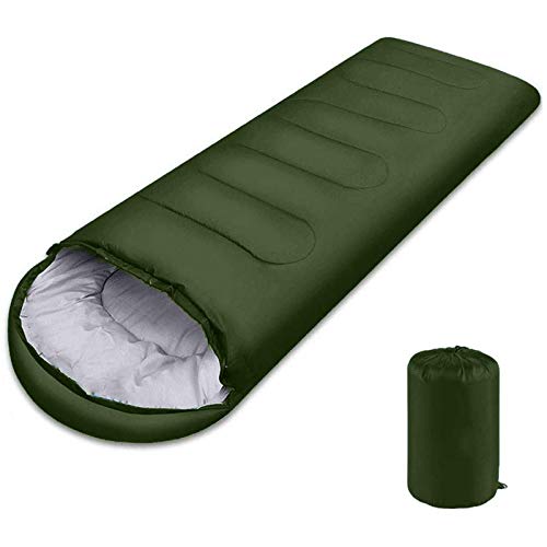 XDKS Schlafsack, leicht zu tragen, warm, für Erwachsene, Outdoor, Sport, Camping, Wandern, mit Tragetasche, leicht (1,3 kg (180 + 30) × 75 cm, grün) von XDKS