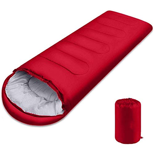 XDKS Schlafsack, leicht zu tragen, warm, für Erwachsene, Outdoor, Sport, Camping, Wandern, mit Tragetasche, leicht (1,3 kg (180 + 30) × 75 cm, rot) von XDKS