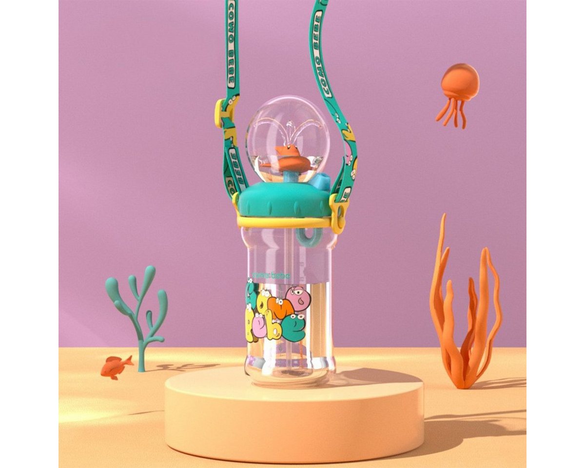 XDeer Babyflasche 220ML/350ml Wasserflaschen Trinklernbecher Baby Plastikbecher, Süße Cartoon-Wal Schnabeltassen mit Strohhalm für Kleinkinder von XDeer