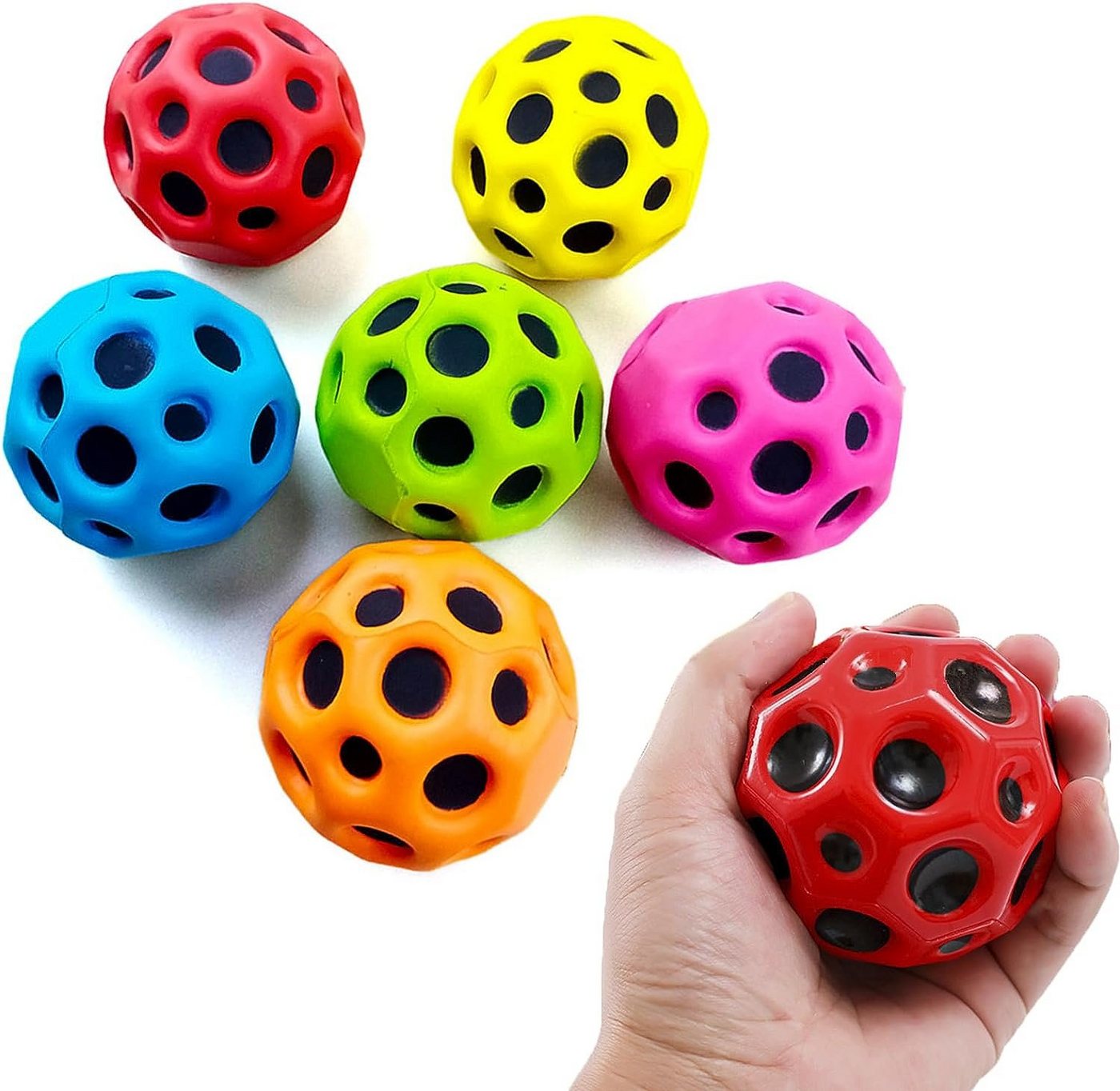 XDeer Lernspielzeug Space Ball,Springen Ball,Sportball,Hüpfbälle,Mini Bouncing Ball (6-St), Bouncy Balls,interaktives Spielzeug für Kinder zum Stressabbau von XDeer