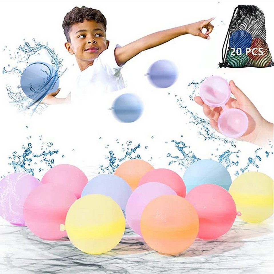 XDeer Wasserball Wiederverwendbare Wasserbomben,Reusable Water Balloon, mit Netzbeutel,Schnell Befüllbar,Selbstdichtende Silikonbälle von XDeer