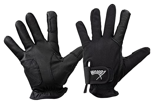 XDrum DGL-5F Schlagzeug Handschuhe Größe XL - Drummer Handschuhe für Herren - Mit Langen Fingern - aus weichem Leder - Mesh Außenseite - Schwarz von XDrum